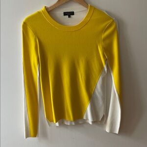 rag & bone Yellow and White Diagonal Colorblock Long-Sleeve Top